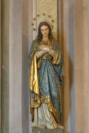 Immaculate Heart of Mary, statue in the parish church of the Visitation of the Blessed Virgin Mary in Garesnica, Croatiaのeditorial素材