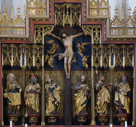 Twelve Apostles altar in St James Church in Rothenburg ob der Tauber, Germanyのeditorial素材