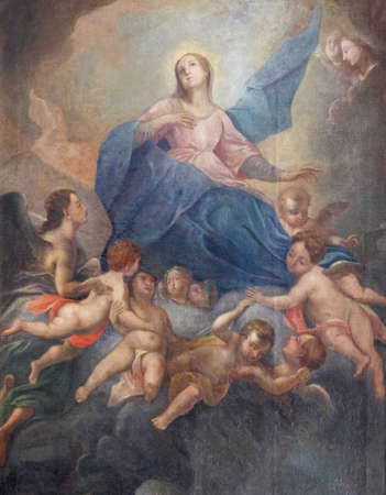 Assumption of the Virgin Mary, high altar in the church of St. Agatha in Schmerlenbach, Germanyのeditorial素材