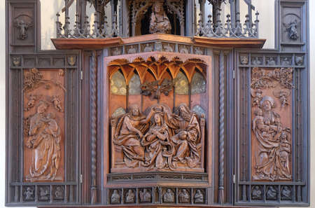 Coronation of Mary altar in St James Church in Rothenburg ob der Tauber, Germanyのeditorial素材