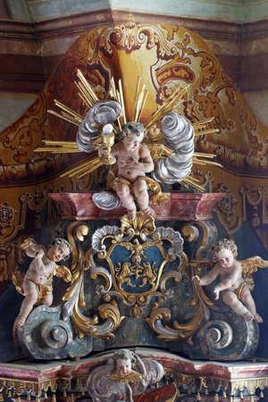 Angels at the Altar of St. Joseph in the Baroque Church of Our Lady of the Snows in Belec, Croatiaのeditorial素材
