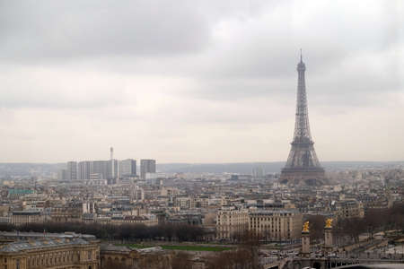 Paris skyline panorama. Eifel tower in the distance, France