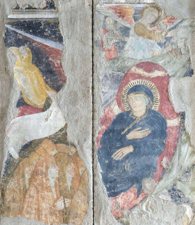 Old fresco painting in Saint Francis church in Mantua, Italyのeditorial素材