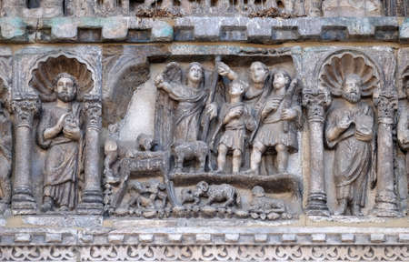 Annunciation to the shepherds, relief detail of St. Mark's Basilica, St. Mark's Square, Venice, Italyのeditorial素材