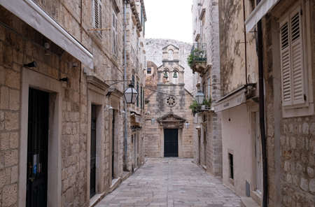 Narrow street inside Dubrovnik old town, Croatiaのeditorial素材