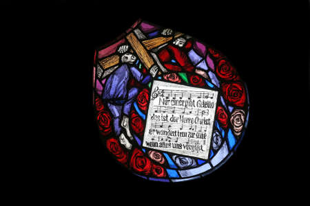 Stained glass window by Sieger Koder in St. James church in Hohenberg, Germany