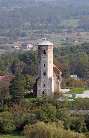 Ruins of the medieval church of St. Martin in Martin Breg, Dugo Selo, Croatiaの写真素材