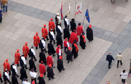 On the occasion of World Cravat Day, Honorary Cravat Regiment made a great spectacle changing of the...