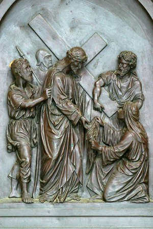 6th Stations of the Cross, Veronica wipes the face of Jesus, St Francis Xavier's Church in Zagreb,...