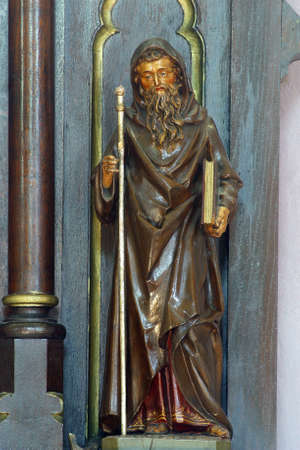 Saint Methodius statue on the altar of Saint Roch in the Church of the Holy Trinity in Krapinske Toplice, Croatiaのeditorial素材