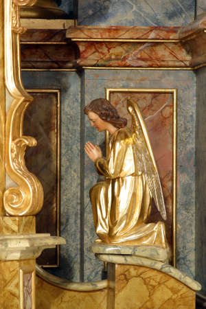 Angel statue on the main altar in the parish church of Saint George in Gornja Stubica, Croatiaのeditorial素材