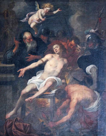 Martyrdom of St. Lawrence, Basilica of St. Martin and Oswald in Weingarten, Germanyのeditorial素材