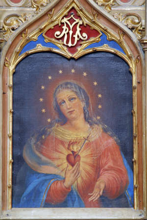 Immaculate Heart of Mary, altar of the Three Kings in the Parish Church of Saint Anthony of Padua in Bukevje, Croatiaのeditorial素材