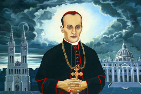 Blessed Alojzije Stepinac, altar painting in the Chapel of Blessed Alojzije Stepinac in Jankomir, Zagreb, Croatiaのeditorial素材