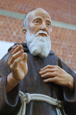 Saint Leopold Mandic, statue in the St. Leopold Mandic Parish Church in Dubrava, Zagreb, Croatiaのeditorial素材