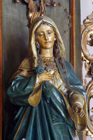 Immaculate Heart of Mary statue on the high altar at St. Anne's Parish Church in Sveta Jana, Croatiaのeditorial素材