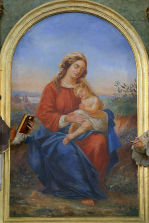 Our Lady's altar in the parish church of St. Francis Xavier in Vugrovec, Croatiaのeditorial素材