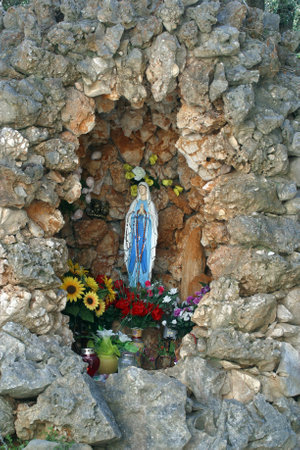 Our Lady of Lourdes, St. Jerome parish church in Lun, Croatiaのeditorial素材