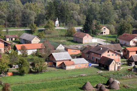 Aerial view of the village of Drnek in rural Croatia