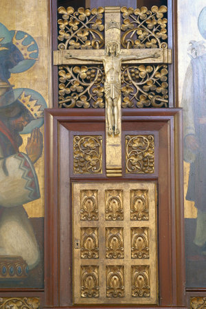 Tabernacle on the altar of Saint Florian in the parish church of Saint Nicholas in Jastrebarsko, Croatiaのeditorial素材