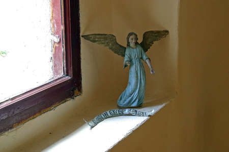 Angel statue at Saint Catherine of Alexandria Franciscan Church in Krapina, Croatiaのeditorial素材