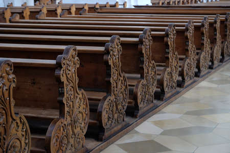 Pews in the Basilica of St. Martin and Oswald in Weingarten, Germanyのeditorial素材