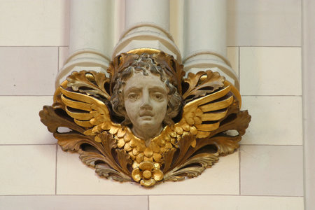 Angel statue in the Franciscan Church of St. Francis of Assisi in Zagreb, Croatiaのeditorial素材