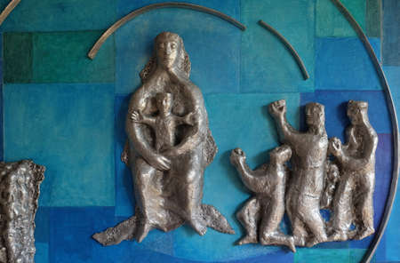 Adoration of the Magi relief by Maria Munz-Natterer in the Erscheinung des Herrn church in Munchen Blumenau, Germanyのeditorial素材