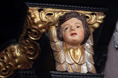 Angel statue on the altar in the Church of Saint Catherine of Alexandria in Zagreb, Croatiaのeditorial素材