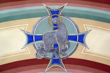 Lamb of God, fresco in the parish church of the Assumption of the Virgin Mary in Oroslavlje, Croatia