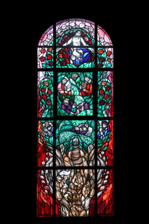 Jesus' Genealogy, stained glass window by Sieger Koder in St. James church in Hohenberg, Germanyのeditorial素材