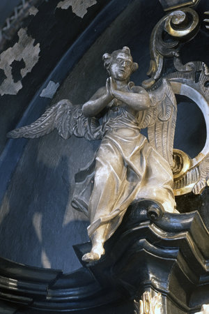 Angel statue in the chapel of Our Lady of the Kamenita vrata (Stone Gate) in Zagreb, Croatiaの写真素材