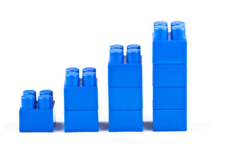 Blue graph of the plastic cubesの写真素材