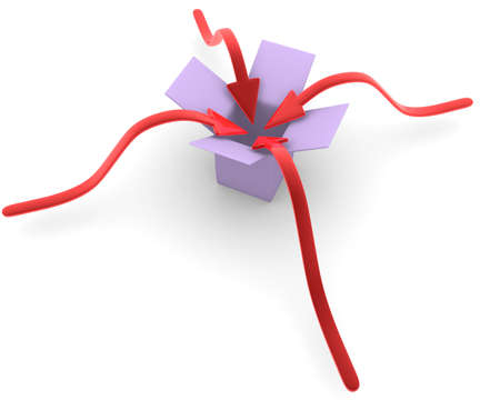 Arrows specify an open box. Indication to put a subject.の写真素材