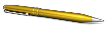 Gold ballpoint in strict classical style on a white background.の写真素材