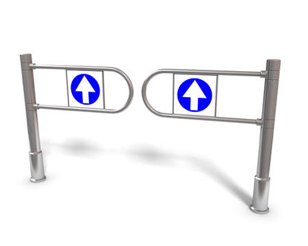 Three-dimensional image of the turnstile on a white background.の写真素材