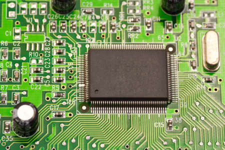 Photo of the chips on the motherboard  Macro の写真素材
