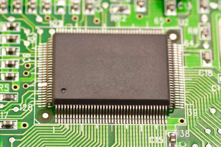 Photo of the chips on the motherboard  Macro の写真素材