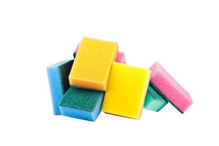 Sponges on a white backgroundの写真素材