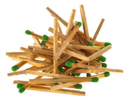 Heap of matches on a white background.の写真素材