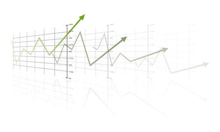 Step-by-step success on a white background with green lines