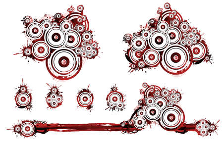 Grunge collection. Black and red dirty grunge collectionのイラスト素材