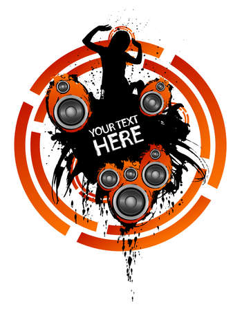 Dancing party girl with copy spaceのイラスト素材