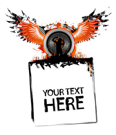 Grunge frame with dancing girl and copy spaceのイラスト素材