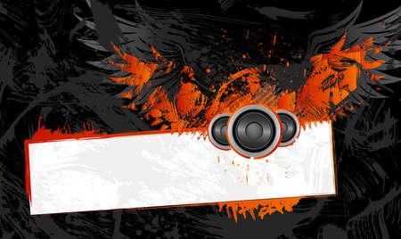 Grunge frame with wings and copy spaceのイラスト素材