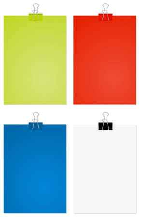 Large paper clips and blank sheets for your textのイラスト素材