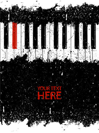 Grunge dirty red piano key with copy spaceのイラスト素材