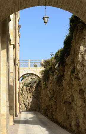 Street in the old city, paved with stonesの写真素材