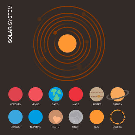 Solar System and planetsのイラスト素材
