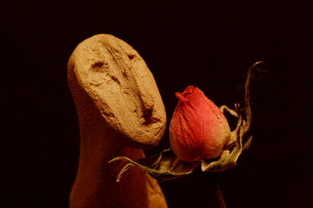 Figurine little prince with a rose. Saint Exuperyの写真素材